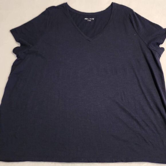 Ava  & Viv  Women's Plus Size V Neck Short Sleeve Navy Blue Tshirt Size 4X - Picture 1 of 9